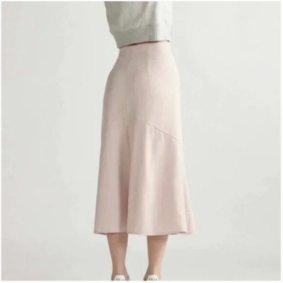 Thakoon Slip Skirt Womens 2 Pink High Waisted Midi Blush NEW - Picture 3 of 10